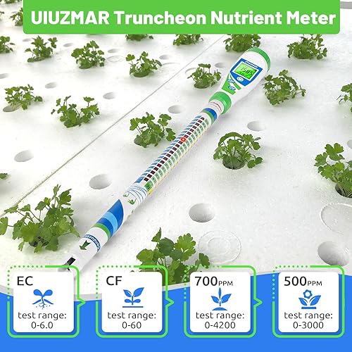 Digital Conductivity Tester (EC, ppm 500, ppm700, CF) PPM and EC Meter Truncheon Nutrient Meter with Light Indicator for Hydroponics Gardening, Hydroponics Growing Tent and Reservoir - Poueer