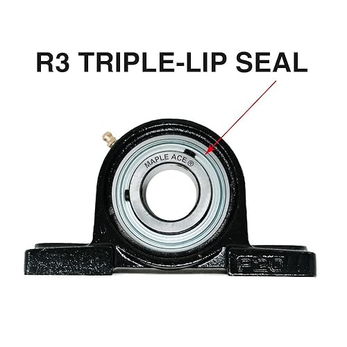 MAPLE ACE UCP207-22 Pillow Block Bearing 1-3/8' Bore, 2-Bolt, Self-Aligning, R3 Triple Lip Seal, Heavy Duty (Qty 2) - Poueer
