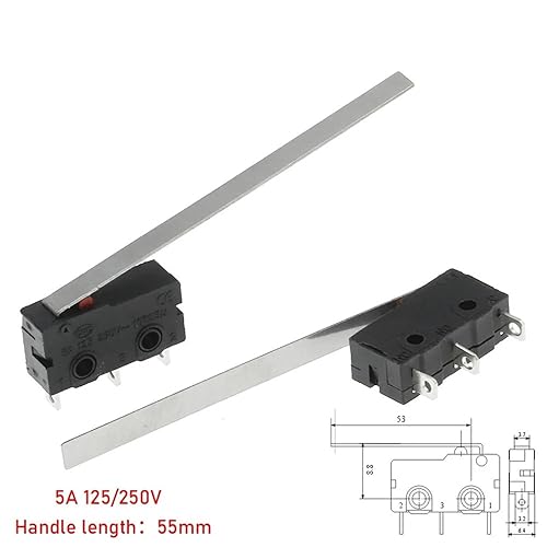 10pcs Micro Switch Copper Contact 5A 125/250V Mini Limit Switch No Nc 2/3Pin Roller Arc Rod(Left Foot with Rod) - Poueer