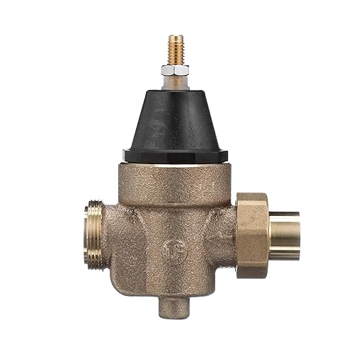 Watts LFN45B Series 3/4' Lead-Free Cast Copper Silicon Alloy Water Pressure Reducing Valve, Double Union Solder Inlet and Outlet, Elastomer Disc, Adjustable Pressure 25 to 75 psi, Maximum 400 psi - Poueer