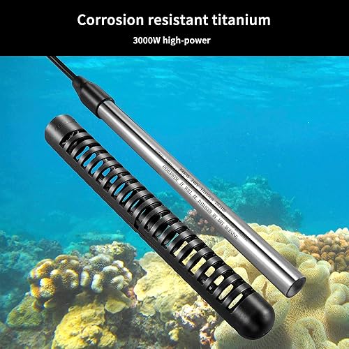 240V 3000W Titanium Immersion Bathtub and Swimming Pool Water Heater,Fully Submersible Portable Electric Heater,30 Galons Bathtub Heater,Seawater Aquaculture,NEMA 6-15P Plug,100% Waterproof - Poueer
