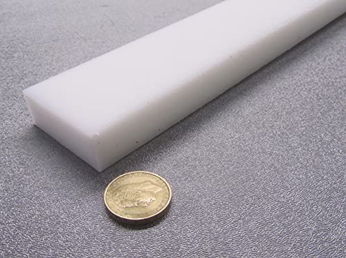 White HDPE (High Density Polyethylene) Rectangular Bar .750' (3/4') x 2.00' (2') x 48' 1 pc - Poueer