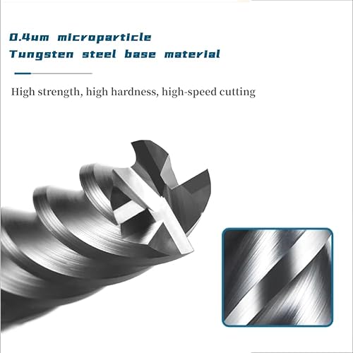 2PCS 1/2'' Carbide Square End Mill Bits Set, Milling Bits Cutter 1/2 Carbide End Mills for Alloy Steels/Hardened Steels, HRC 45 Deg Single End 4 Flute AlTiN Coating (2PCS 1/2in) - Poueer