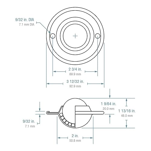 FSBT-1-1/2 Flying Saucer Nylon Ball Transfer, Carbon Steel, 1-1/2' Diameter, 100 lbs Load Capacity (Case of 4) - Poueer