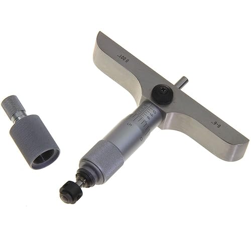 Anytime Tools Premium Depth Micrometer 0-6'/0.001' x 4' Base Flat Probe Machinist Gauge Tool - Poueer