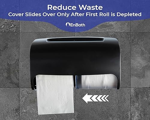 2-Pack Commercial Toilet Paper Dispenser Wall Mount, Double (2 Roll) Locking Toilet Paper Holder (Black), Compact Two Roll, Side by Side Design Tissue Paper Dispenser - Poueer