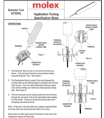 Molex .062 & (.093”) Extractor Tool, pin & Socket, Male, Female Terminals Remove - Poueer
