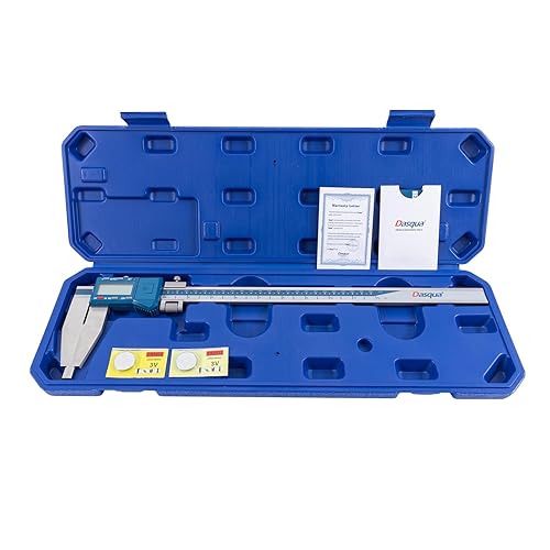 Dasqua 6 Inch/150mm Digital Caliper Electronic Industrial, Stainless Steel, with Large LCD Screen and Storage Case Auto Off Featured Measuring Tool, Resolution 0.0005'/0.01mm, Accuracy 0.001”/0.02mm - Poueer
