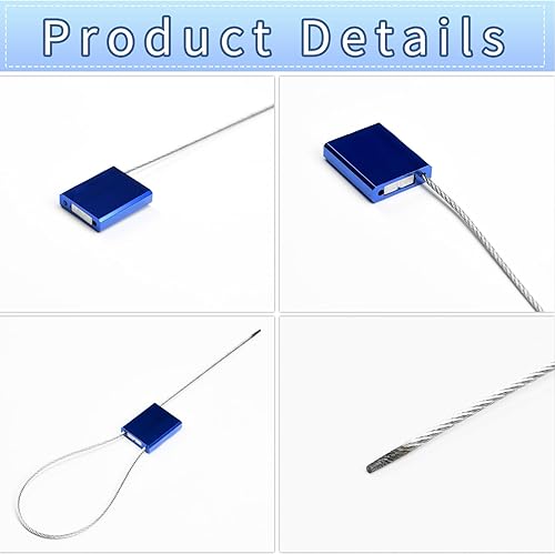 Security Cable Seals Numbered Anti-Tamper Steel Wire Cable Locks Self-Locking Trailer Shipping Seals (50pcs, Blue) - Poueer
