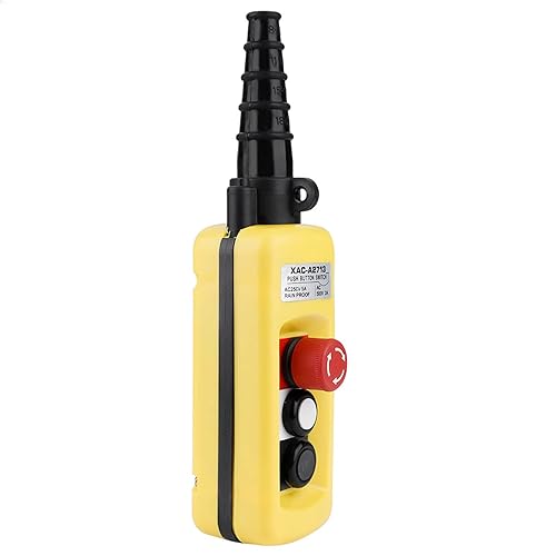 EVTSCAN Latest Crane Hoist Control, XAC-A2713 Crane Chain Hoist Push Button Switch Lifting Pendant Controller with Emergency Stop - Poueer