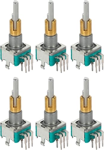 6X EC11EBB24C03 Dual Axis Encoder with Switch 30 Positioning Number 15 Pulse Point Handle 25mm - Poueer
