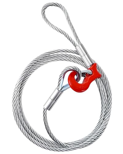 12FT Single Leg Wire Rope Sling 1.6t/3500Lbs Rated Load, 12 Feet Length, 1/2' Diameter, with 3/8' - 1/2' Sliding Choker Hook WLL 1.6t - Poueer