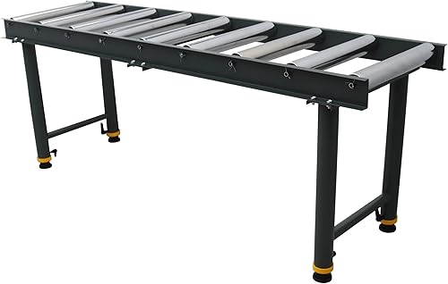 TECHTONGDA 9 Rolls Conveyor Roller Stand Adjustable Height 440LBS 65 Inch Length 18.5 Inch Width with 2.3 Inch Rollers Diameter Stainless Steel Silver - Poueer