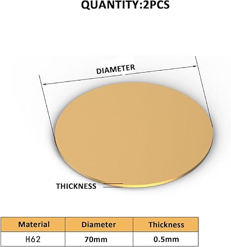 COYOUCO 2 Pcs Brass Round Plates Thickness 0.5mm Diameter from 15mm-300mm Brass Disc Suitable for Crafts, Models, and Repairs,300mm - Poueer