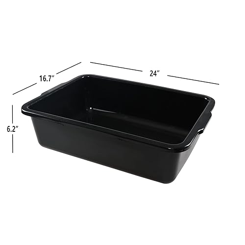 32 L Large Commercial Bus Box, 4-Pack Plastic Utility Bus Tub, Black - Poueer
