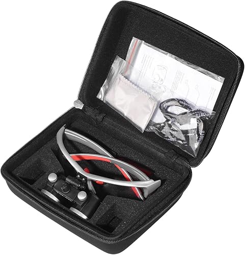 3.5x420 MM Angle Adjustable Binocular Loupes Magnifier Glasses Lab Magnification loupes with Black Cloth Case (Blue) - Poueer