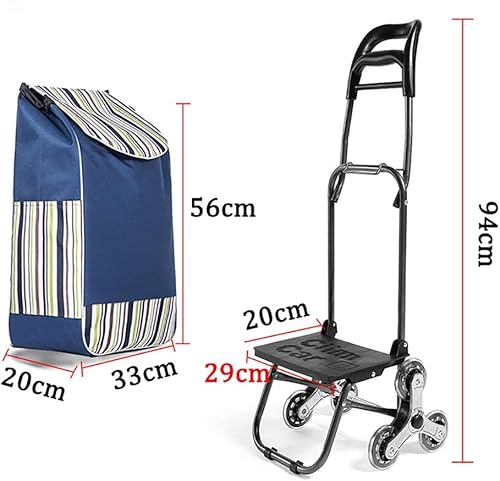Hand Trucks Stair-Climbing Shopping Cart, Metal Frame 6-Wheel Multifunctional Shopping Cart, Multifunctional Luggage Cart with Wheels Trolleys(B) - Poueer