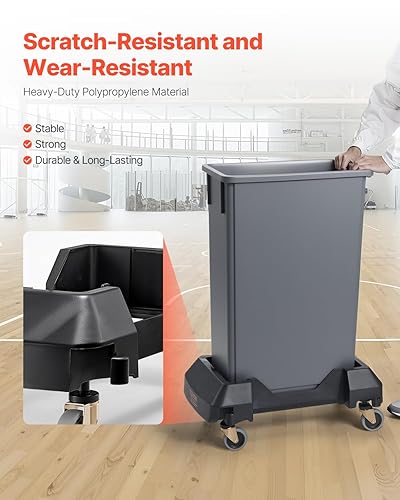 VEVOR Trash Can Dolly, Fit 16/23 Gallon Containers, Slim Trash Can Roller Base with 4 Swivel Wheels, 200lbs Weight Capacity, Smooth & Quiet Rolling Plastic Bin Dolly - Poueer