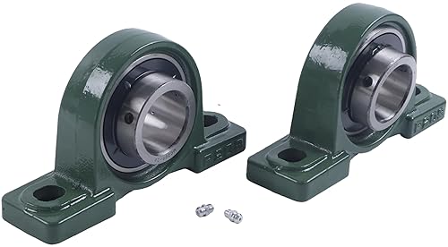 2X Bore 1-5/8' Pillow Block Mounted Ball Bearings UCP209-26 P2B-SC-110 Solid Cast Iron Base - Poueer