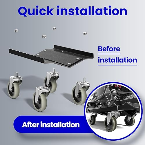 Snowmobile Dolly Sets Heavy Duty V-Slide with 3' PP/TPR Swivel Casters and Rubber Pad Protecting Skis 1500 lbs Capacity(Gray) - Poueer