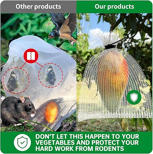 25Pcs 8 x 12 inch Fruit Protection Wire mesh Bags, 304 Stainless Steel Wire, Gophers Resistant Stainless Steel Mesh, Root Protection mesh Bag for Fruits, Berries, Vegetables - Poueer