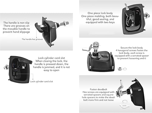 CHICIRIS T Handle , Zinc Alloy - Folding Compression Toolbox Lock, for RV, Boat - Poueer