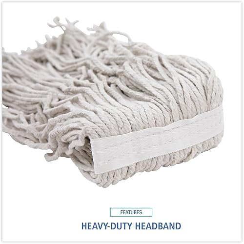 Boardwalk CM20024 Banded Cotton Mop Heads, 24oz, White, 12/carton - Poueer