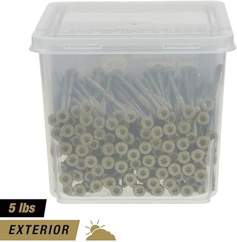 Power Pro 48618 Wood Screws, #10 x 6', Premium Outdoor Deck Screws, Rust Resistant, Epoxy Coated Bronze, 5lb Tub, 177 pcs - Poueer