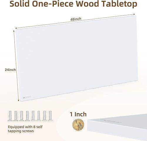 Universal Solid One-Piece Wood Table Top, 43'x24'x1' Workbench Top - Rectangular Particle Board for Standing Desk, Home Office Desk Countertop DlY, Washer Dryer, Coffee, Bar Tabletop - Poueer