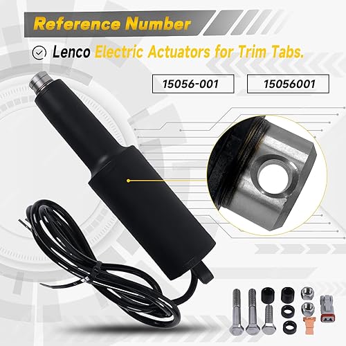 15056-001 Boat Trim Tab Actuator 2 1/4'' Stroke 12V 3/8' Fit for Lenco 101 XD Series Actuator 3/8' mounting Hardware Used HD, XD, High Performance & Super Strong Tabs Multicoloured - Poueer