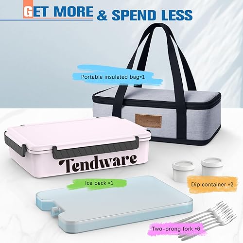 Chilled Divided Serving Tray Snackle Box Container with Ice Pack Bonus Insulated Bag 2 Dip Containers Summer Beach Essentials for Charcuterie Snack Road Trip Picnic Family Party Keep Food Fresh - Poueer