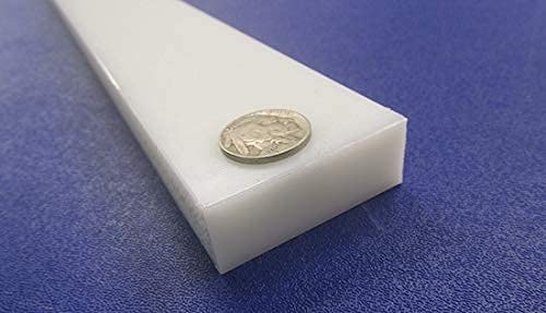 White HDPE (High Density Polyethylene) Rectangular Bar .750' (3/4') x 2.00' (2') x 48' 1 pc - Poueer
