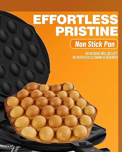 PYY Bubble Waffle Maker - Double 180° Rotate, Non-stick, 1500W, 110V, 50-250℃, Commercial & Home Use, Stainless Steel, Easy Clean - Poueer