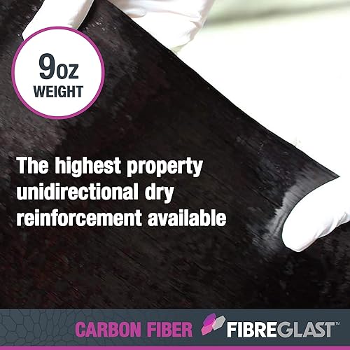 Fibre Glast Carbon Unidirectional Cloth – High-Strength Lightweight Graphite to Reinforce Boat Hulls, Bikes, Hockey Sticks & Auto Repair – Epoxy Resin Compatible, Black, 8-10 Oz, 1 Yard – Made in USA - Poueer