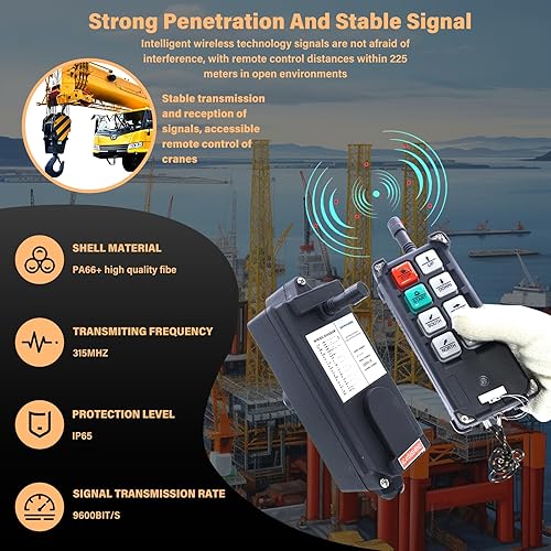 F21-E1B Crane Industrial Remote Control 8 Button Industrial Wireless Remote Control 2 Transmitters Radio Remote Control 12V-440V Hoist Lift Controller (2 Transmitter + 1 Receiver Orange) - Poueer