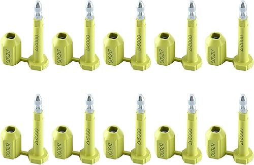 Amarine Made Bolt Seal (50 pcs) Shipping Seal with Print Progressive Numbering for Cargo Containers and Truck Trailers, Cargo Container Seals Yellow (50) - Poueer