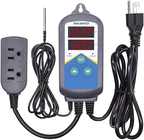 Inkbird ITC-306T Pre-Wired Electronic Heating Thermostat Temperature Controller and 24 Hours Digital Day & Night Cycle Timer Controller for Seed Germination Reptiles Hatching - Poueer