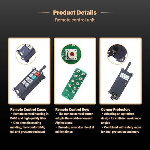 F21-E1B Crane Industrial Remote Control 8 Button Industrial Wireless Remote Control 2 Transmitters Radio Remote Control 12V-440V Hoist Lift Controller (2 Transmitter + 1 Receiver Orange) - Poueer