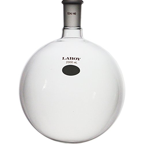 Laboy Glass 1000mL Single Neck Round Bottom Boiling Flask Heavy Wall with 24/40 Joint Heating Reaction Receiving Flask Organic Chemistry Lab Glassware - Poueer