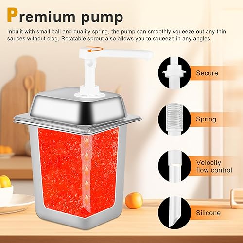 3.4Quart Sauce Pump Dispenser Stainless Steel Condiment Dispenser Pump Station Pump Dispenser for Syrup Ketchup Dressing BBQ Sauce - Poueer