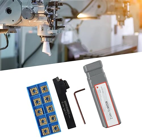 CNC Lathe Turning Tool Holder for MSDNN1616H12 Set with 10 SNMG432 BP010 Carbide Inserts for Precision Machining - Poueer