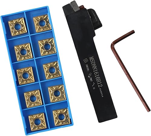 CNC Lathe Turning Tool Holder for MSDNN1616H12 Set with 10 SNMG432 BP010 Carbide Inserts for Precision Machining - Poueer