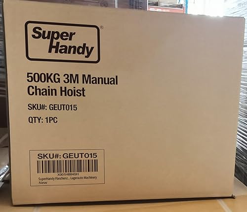 SuperHandy Manual Chain Block Hoist Come Along 1/2 Ton 1100Lbs Capacity 10 Foot Lift 2 Heavy Duty Hooks Industrial Grade Steel Construction Building Garages Warehouse Automotive Machinery - Poueer