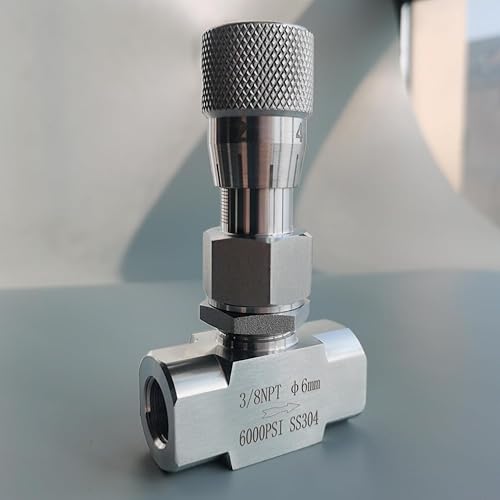 Needle valve 1/2' NPT, 10mm orifice, Micro flow control valve, Accurate dials, stainless steel, Regulating Valve, Instrument Gauge - Poueer