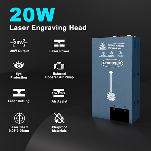 AENBUSLM 20W Laser Engraver Module,10000mW Output Power,Built-in Air Assist,Fixed-Focus,Double Ultra-Fine Compressed Spot CNC Carving DIY Laser Masterfor Laser Engraver Machine - Laser Class:lV - Poueer