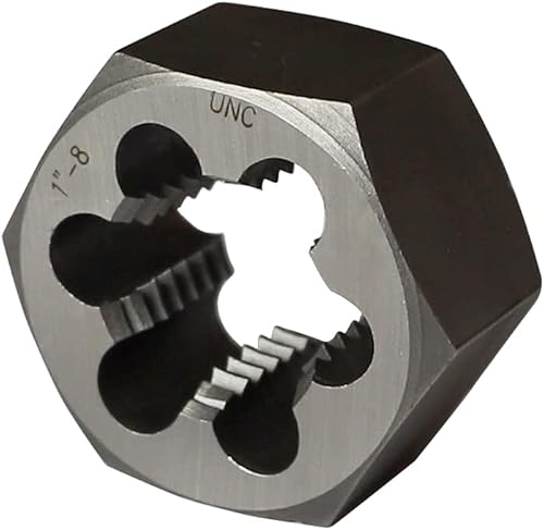 10 Piece UNC Pipe Die Set 1/4', 5/16', 3/8', 7/16', 1/2', 9/16', 5/8', 3/4', 7/8' and 1', Rethreading, Carbon Steel ,Black Box with Handle - Poueer