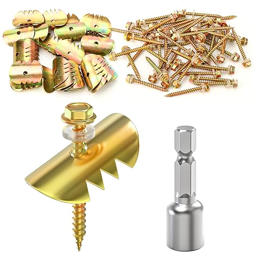 200Pcs Cat Claw Fasteners, Reuse Galvanized Fence Staples with Drill Bit for Wire Fencing Mesh - Poueer