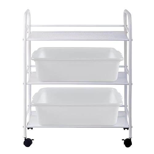 4-Pack 35 L Bus Box, Plastic Utility Bus Tub, Commercial Dish Pan, White - Poueer