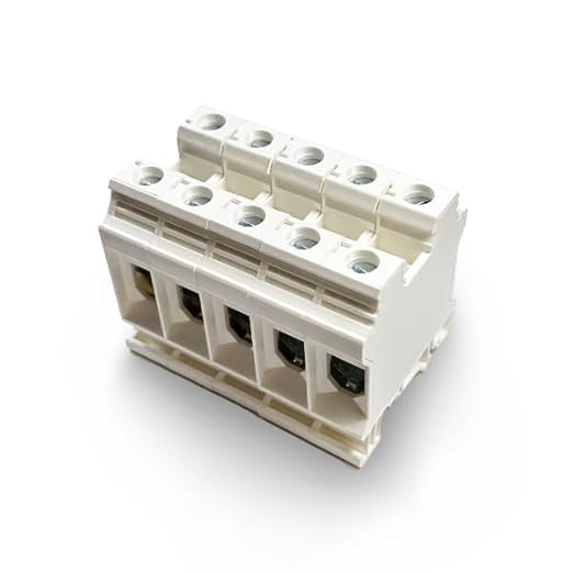 Dinkle DK35N-WE White DIN Rail Terminal Block Screw Type UL 600V 150A 1/0-12AWG, Pack of 5 - Poueer