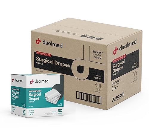 Dealmed Non-Fenestrated Sheets – 50 Count 3-Ply Poly-Lined Drape Sheets, Blue Material, Perfect for Hospitals, Medical Facilities, and Physicians’ Offices, 18' x 26' (Pack of 6) - Poueer